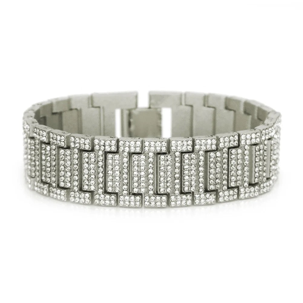 High Grade zircon Claras Iced out 18k Silver Bracelet