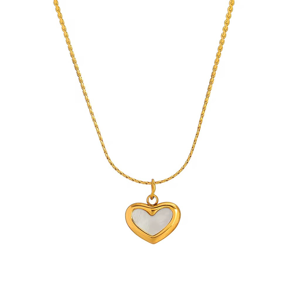 ✨Stainless steel White Enamel Gold Heart Pendant ✨