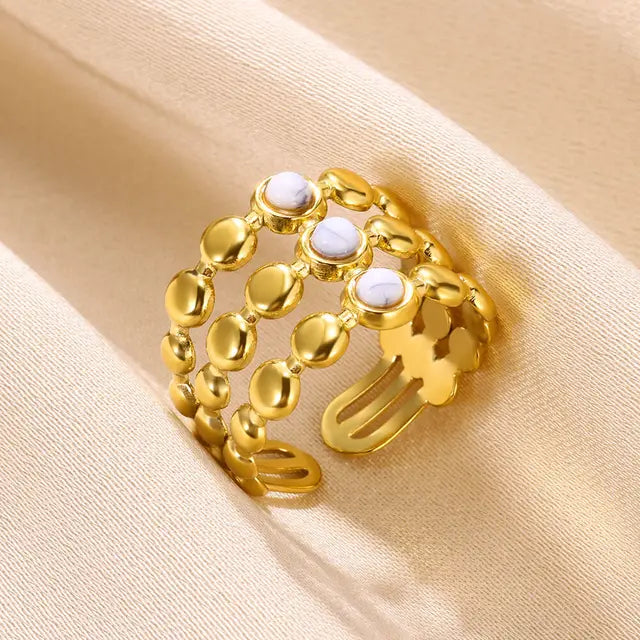 ✨Stainless steel Pearl Gold adjustable Ring ✨