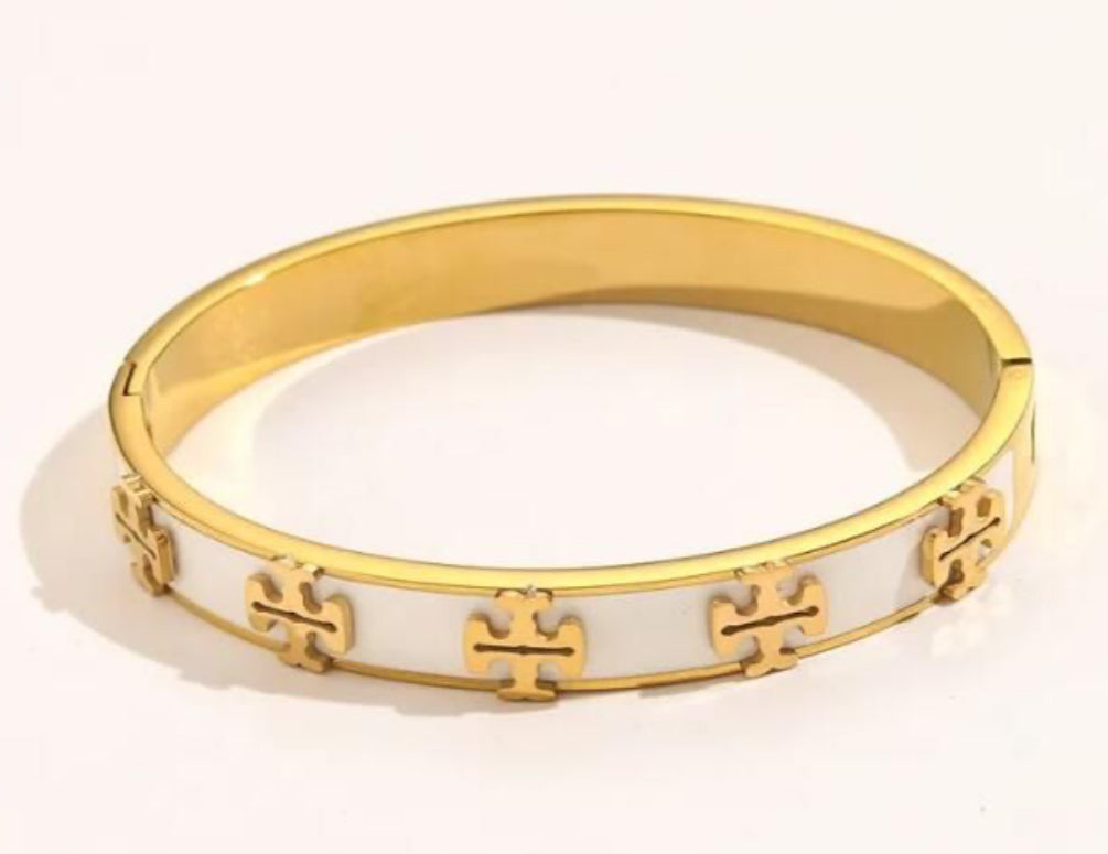 ✨Premium White enamel Kira Gold Cuff Bracelet ✨