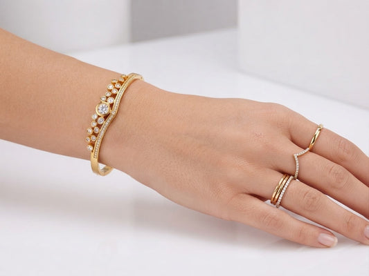 ✨Stainless steel Zirconium massionite cuff bracelet ✨