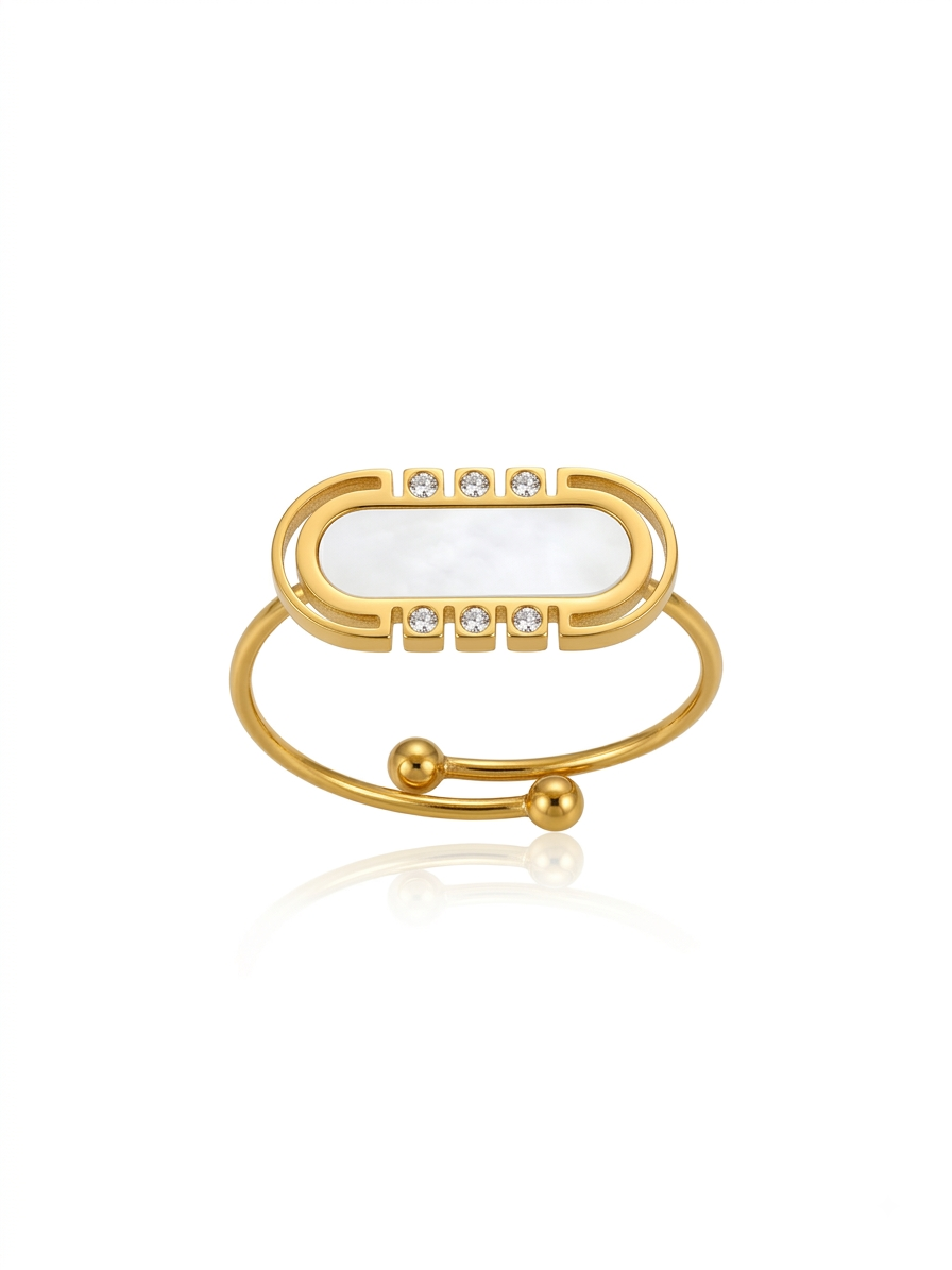 ✨Stainless steel Gold White Enamel Adjustable Ring✨