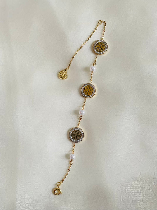 ✨Stainless steel Gold ToryB Diamantés Chain Bracelet ✨