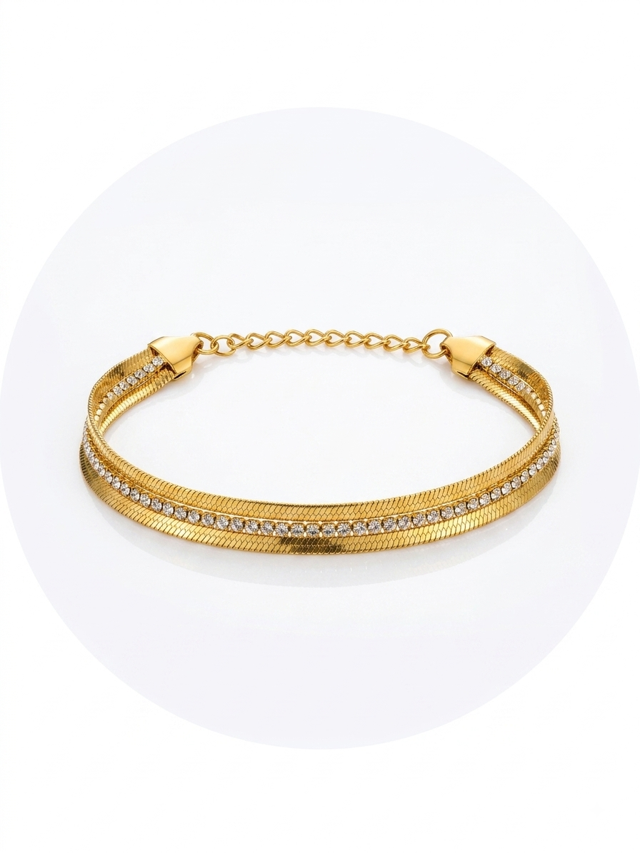 ✨316L stainless steel Gold snake Tennis chain bracelet✨