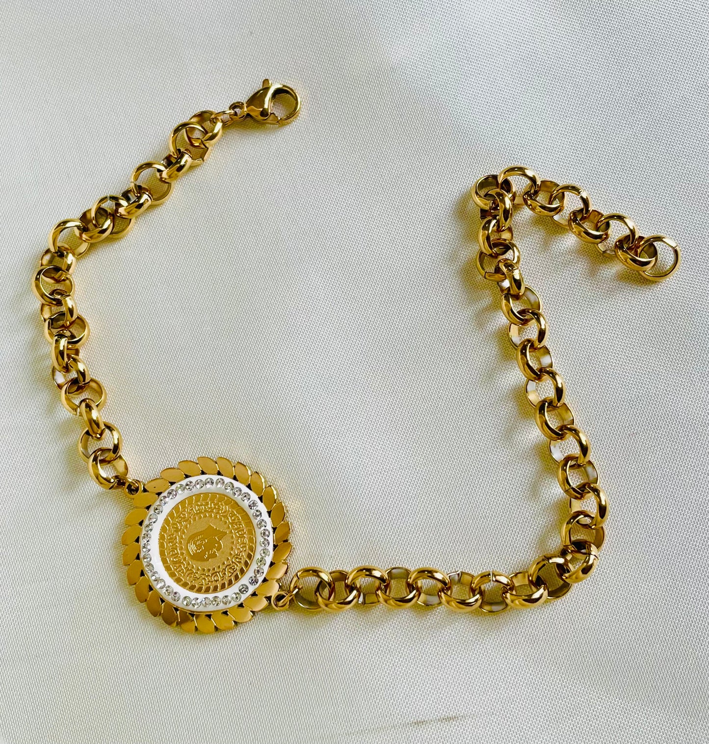 ✨ Stainless Steel Gold Verse Diamantés Chain Bracelet ✨