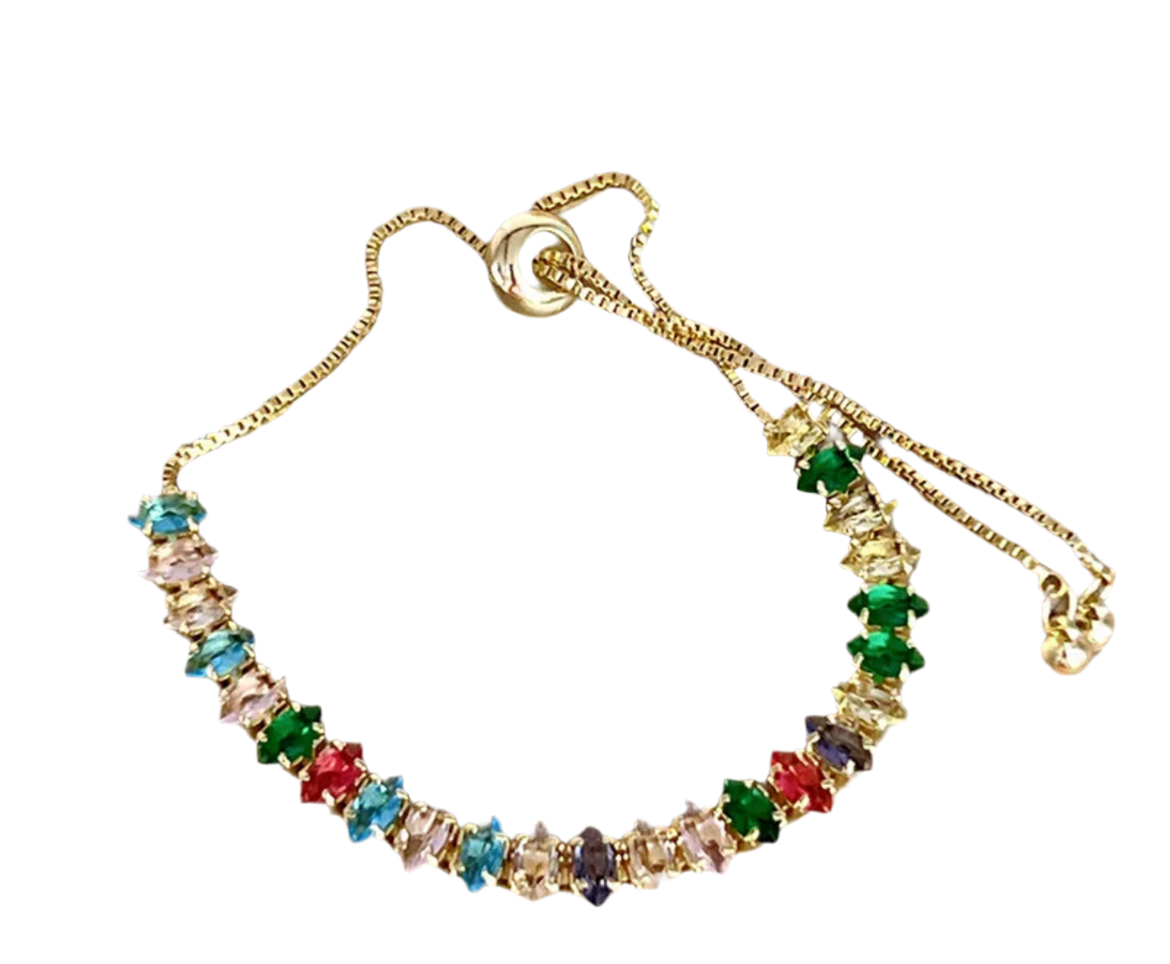 ✨Multi Rhinestone adjustable mirror cut bracelet ✨