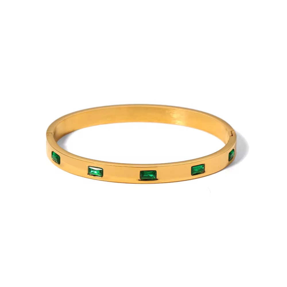 ✨22k Gold Stainless Steel Emerald Bar Gold Cuff Bracelet✨