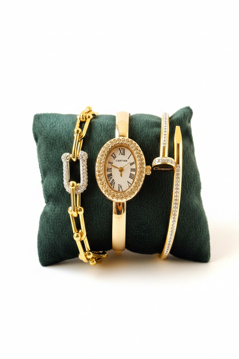 ✨ Exquisite White Carte Zirconia Watch Stack ✨