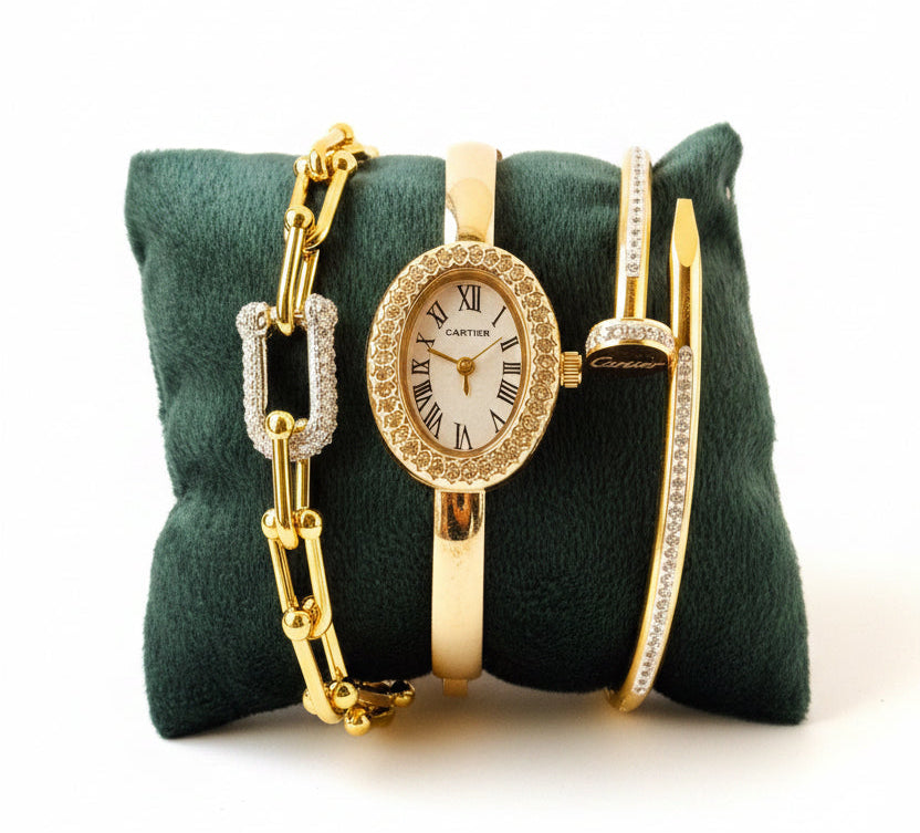 ✨ Exquisite White Carte Zirconia Watch Stack ✨