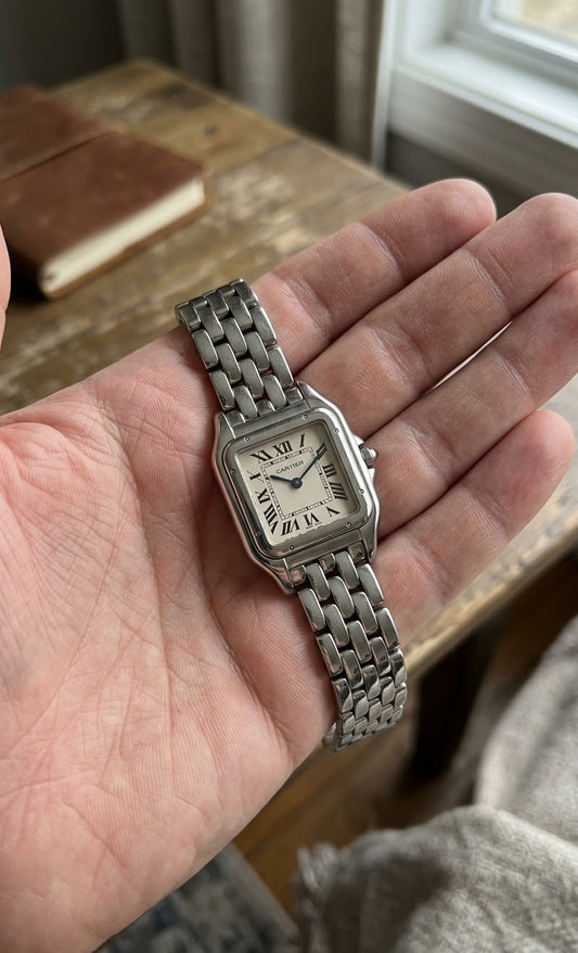✨Exquisite S stainless steel Silver Jubilee white dial carte Watch✨