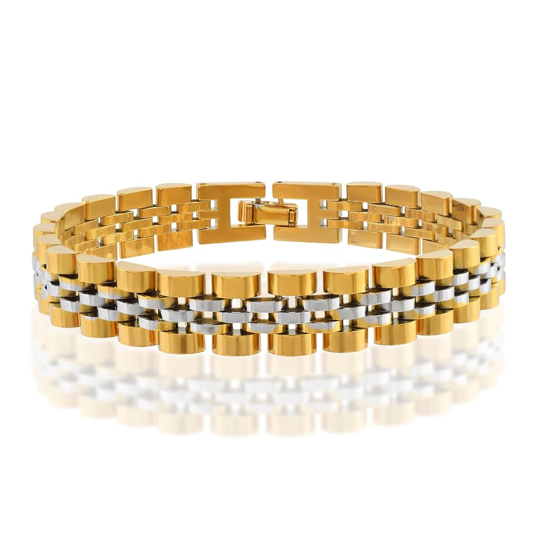 ✨ Stainless Steel SilverXGold Jubilee Pvd Band Chain Bracelet ✨