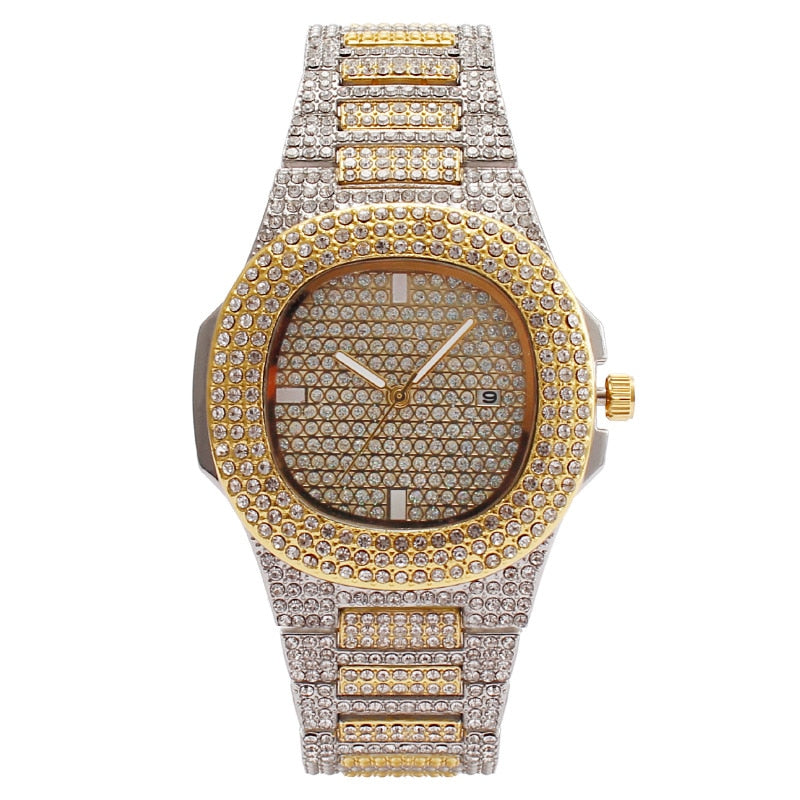 ✨24K Iced Out SilverXGold Crystal Zirconia Watch ✨
