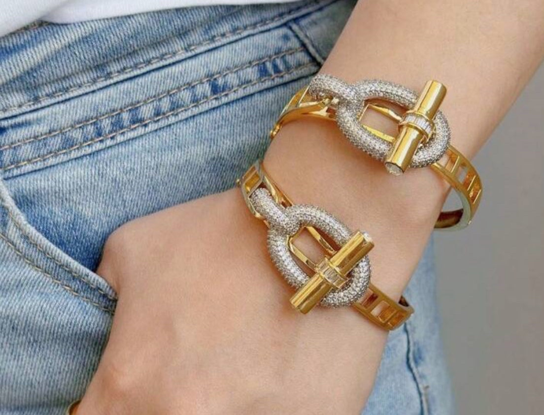 ✨24k Zircon Quad Gold CZ Cuff Bracelet ✨