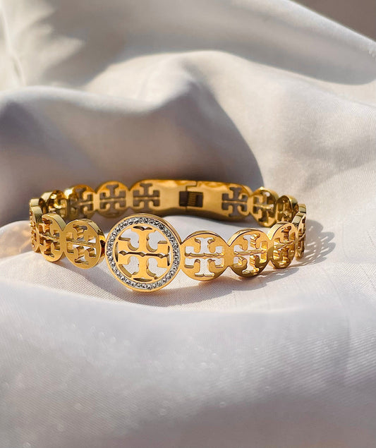 Stainless steel Diamantés Golden Tresa Bracelet