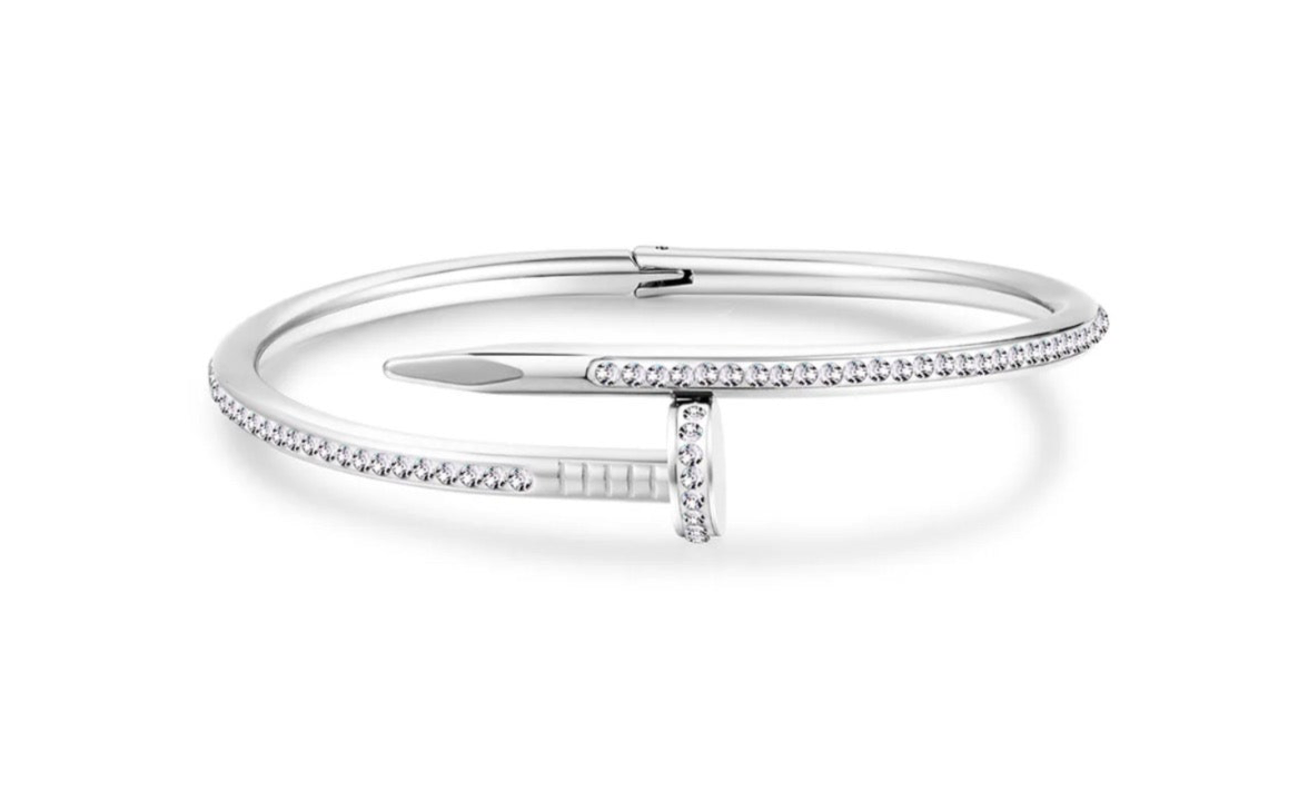 Zirconium Diamantés Silver Nail bracelet