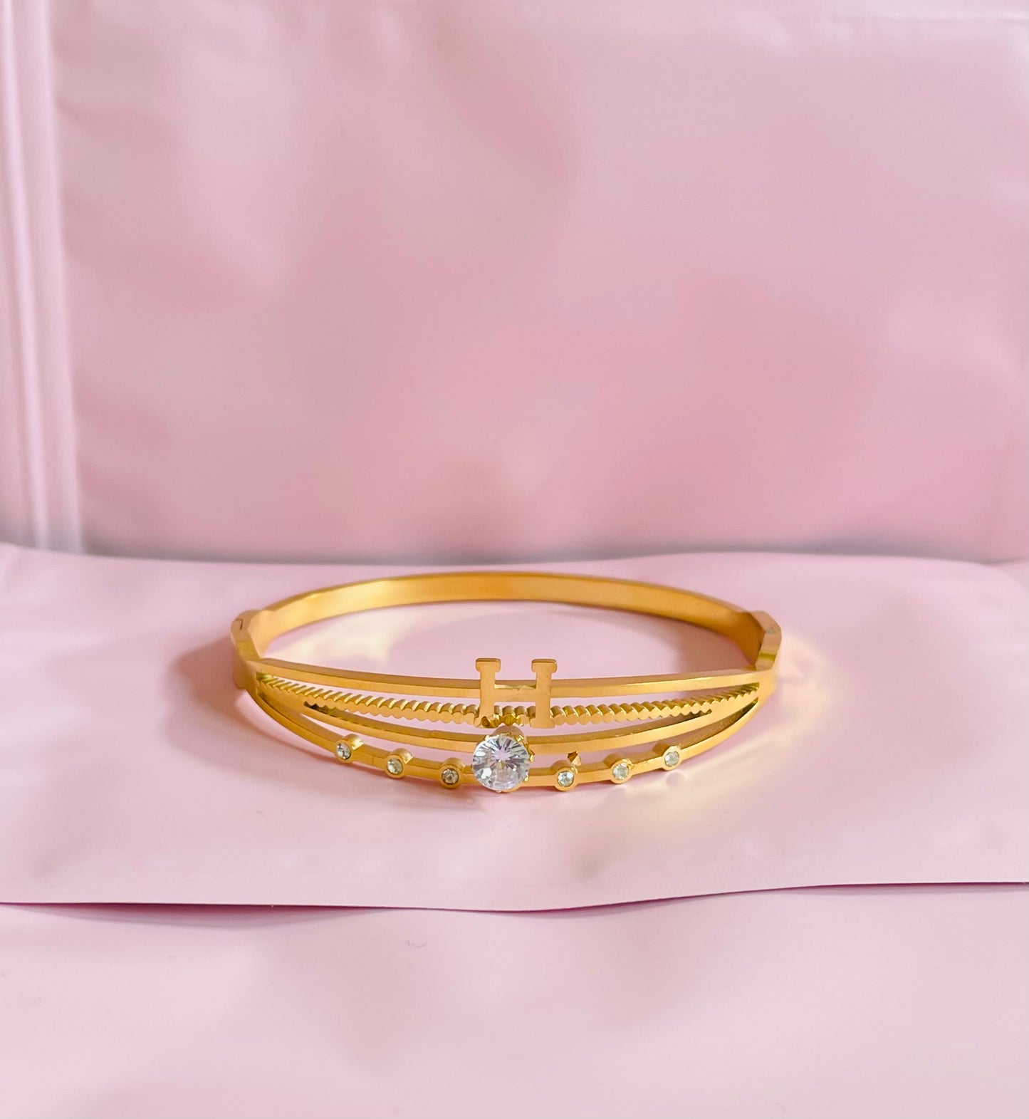 Stainless steel Gold Diamantés Bracelet