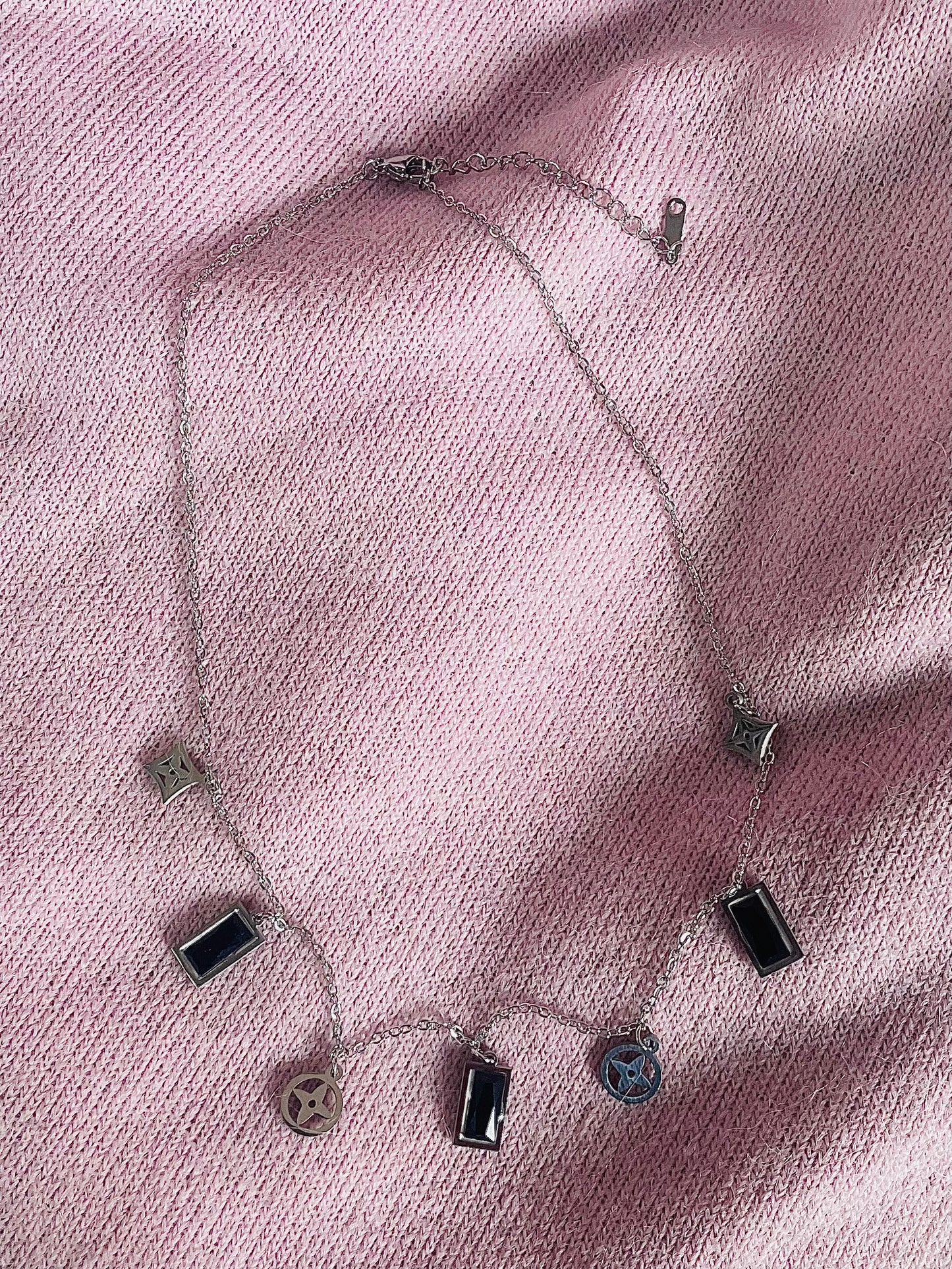 ✨Stainless steel Silver Black Bar Charm Pendant ✨