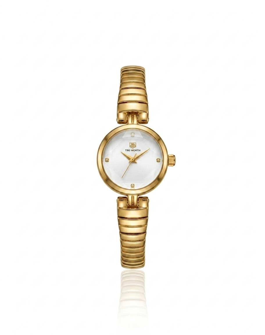 ✨Stainless Steel White Dial Gold serpentine Chain True Worth Watch ✨