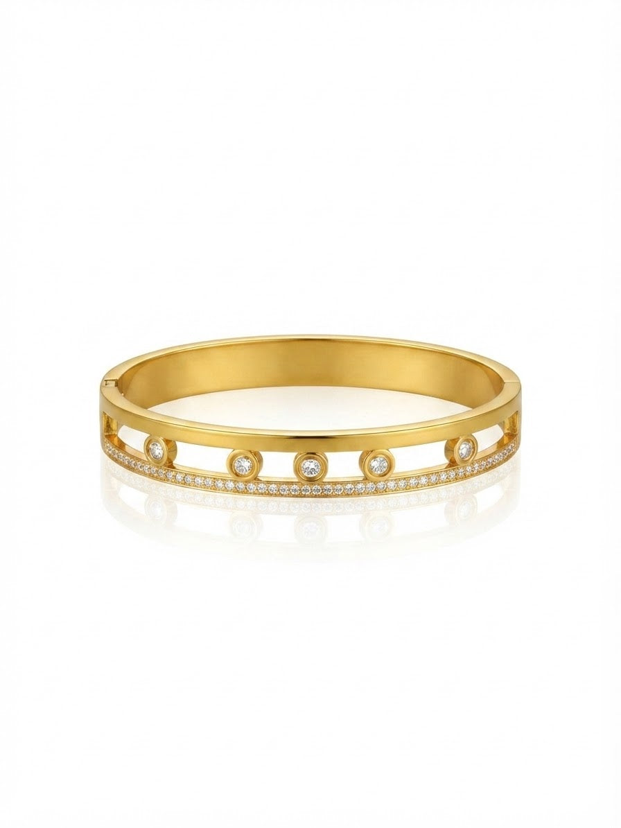 ✨Stainless steel Gold Zirconia studded 18k beaded Cuff Bracelet ✨