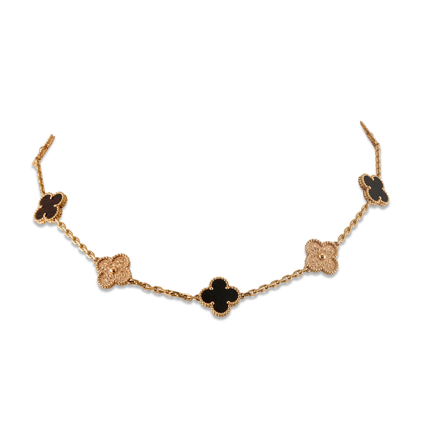 ✨Stainless steel 5 Motif 2 ways Black Gold Crystal Clovie necklace pendant✨