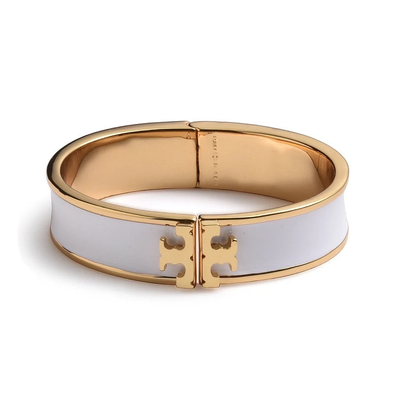 ✨24k Gold Lux Enamel White Gold TB Bracelet✨