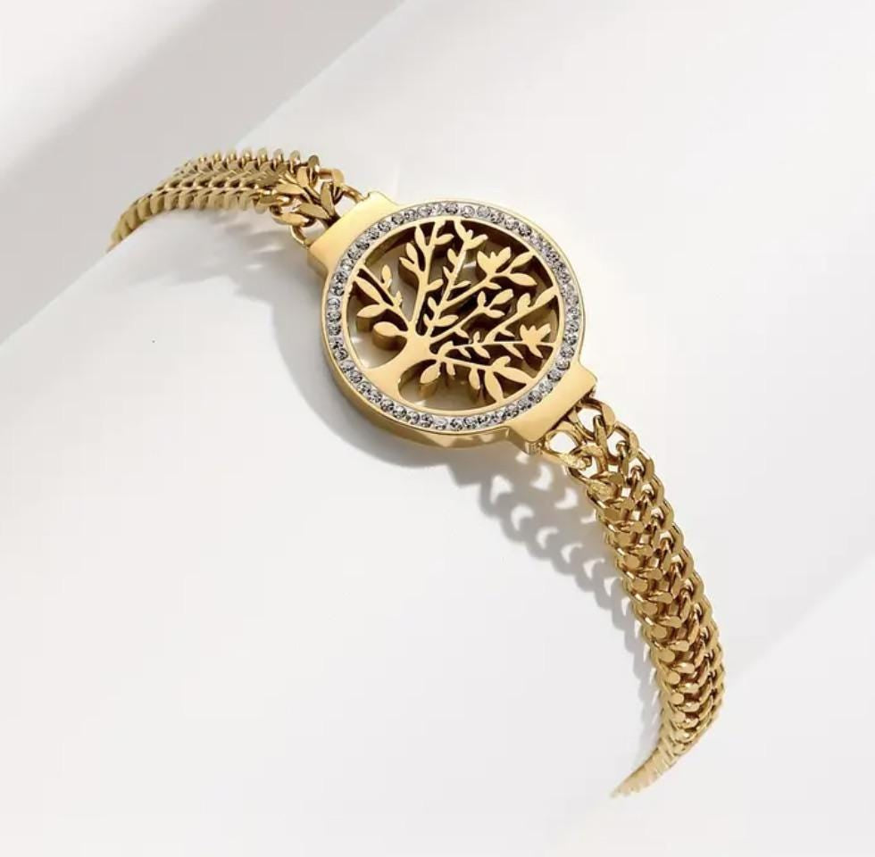 ✨Stainless Gold Diamanté Tree Chain Bracelet ✨