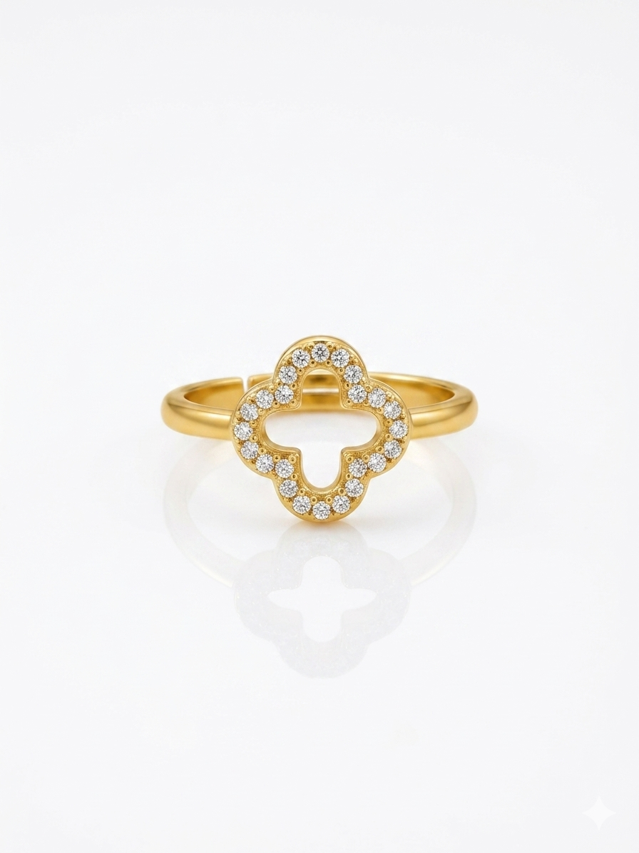 ✨Exclusive Gold Clovie Zircona Adjustable ring ✨