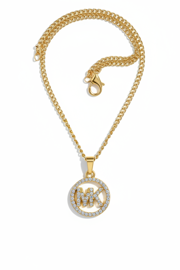 Crystal MK Pendant With Chain ✨