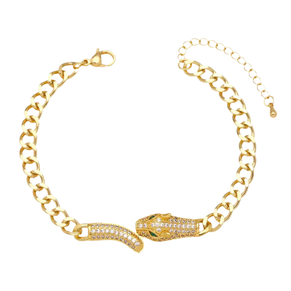 ✨Stainless steel Gold Snake Crystal Studded Chain Bracelet ✨