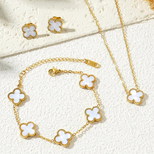 ✨Stainless Steel Dream 5 motif White Clover Vanna Set ✨