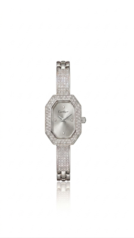 ✨ Zirconium Studded Silver Carte Watch ✨