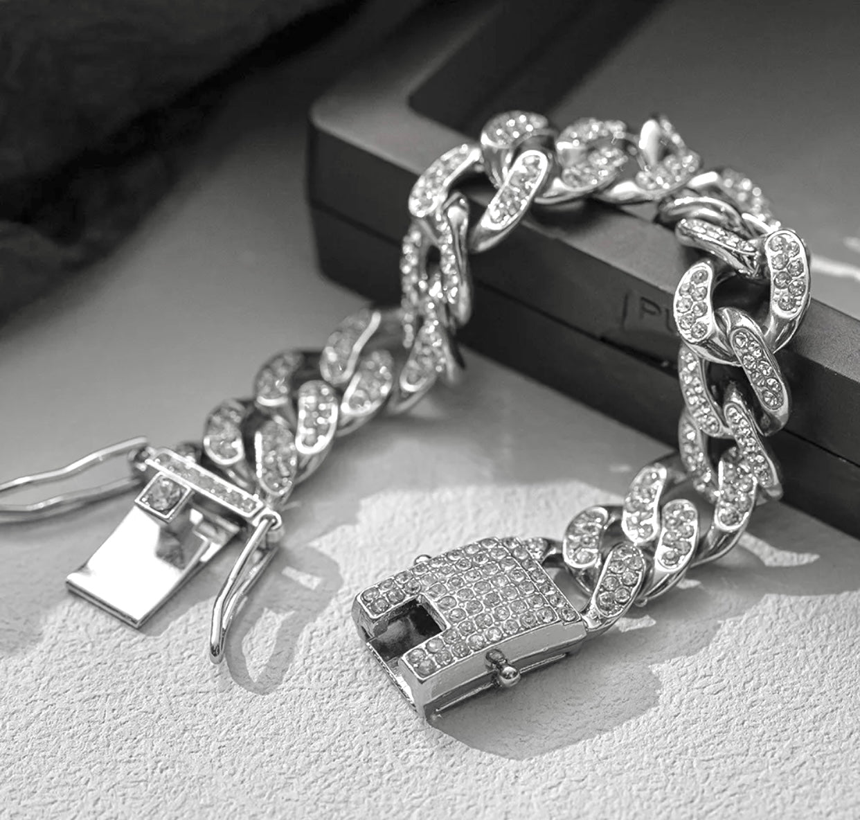 Iced out silver crystal bracelet