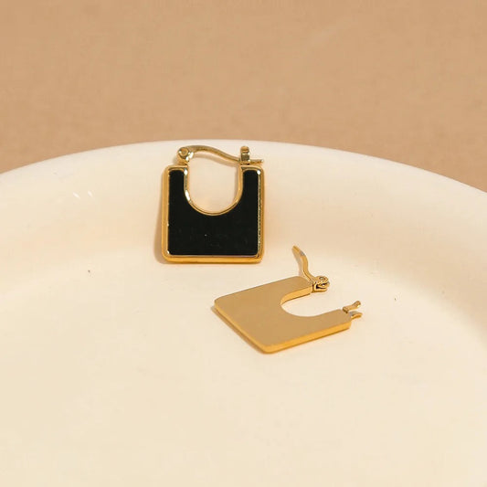 ✨SS Gold black Enamel Earrings ✨