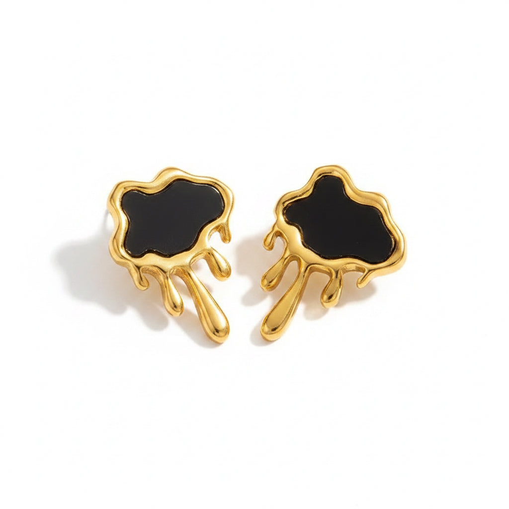 ✨Stainless steel Black enamel melting Earrings ✨