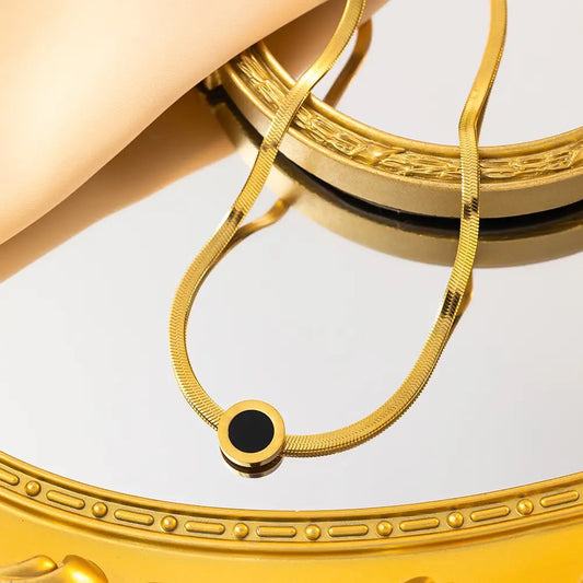 Stainless steel Gold Black dial Bvl snake chain Pendant