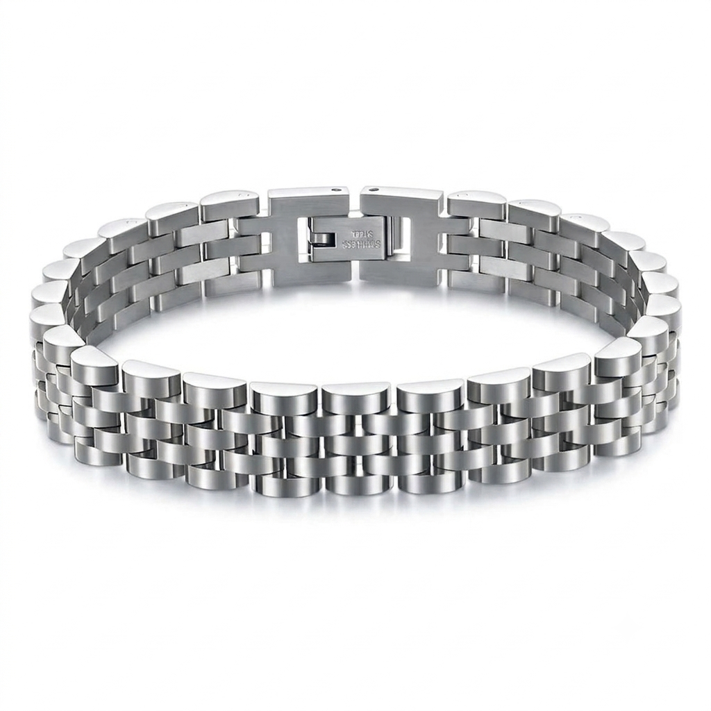 ✨ Stainless Steel Silver Jubilee Pvd Band Chain Bracelet ✨