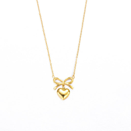 ✨Stainless steel Gold Bow Heart Pendant ✨