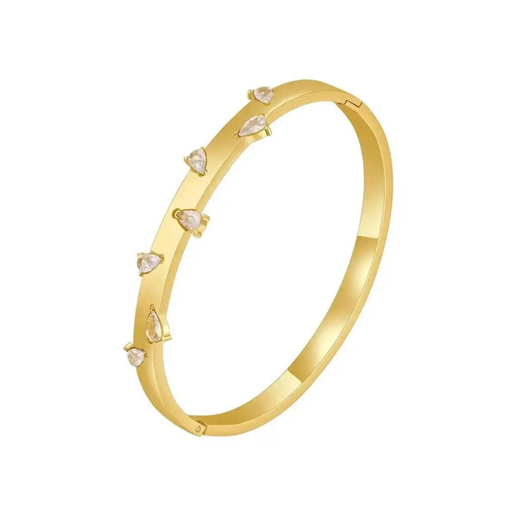 ✨Stainless steel White Zircon Bar Gold Cuff Bracelet ✨
