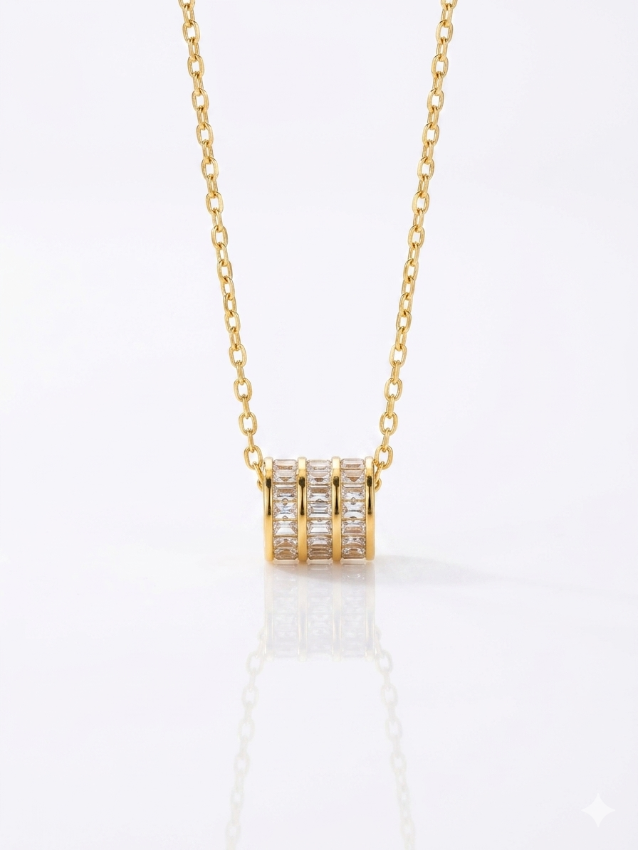 ✨Stainless steel Zirconia Spherical Crystal Studded Gold Pendant ✨