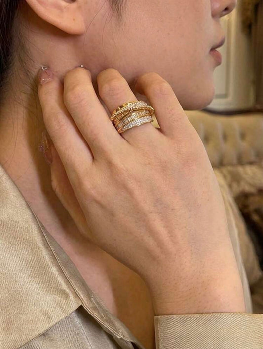 ✨Zirconium Studded Gold Adjustable Ring✨