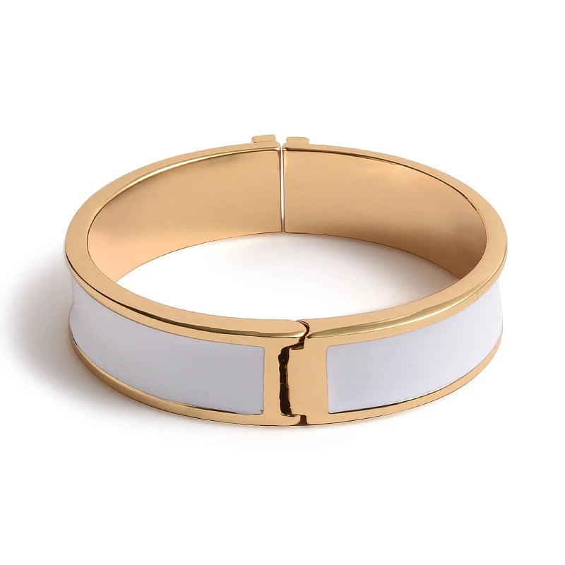 ✨24k Gold Lux Enamel White Gold TB Bracelet✨