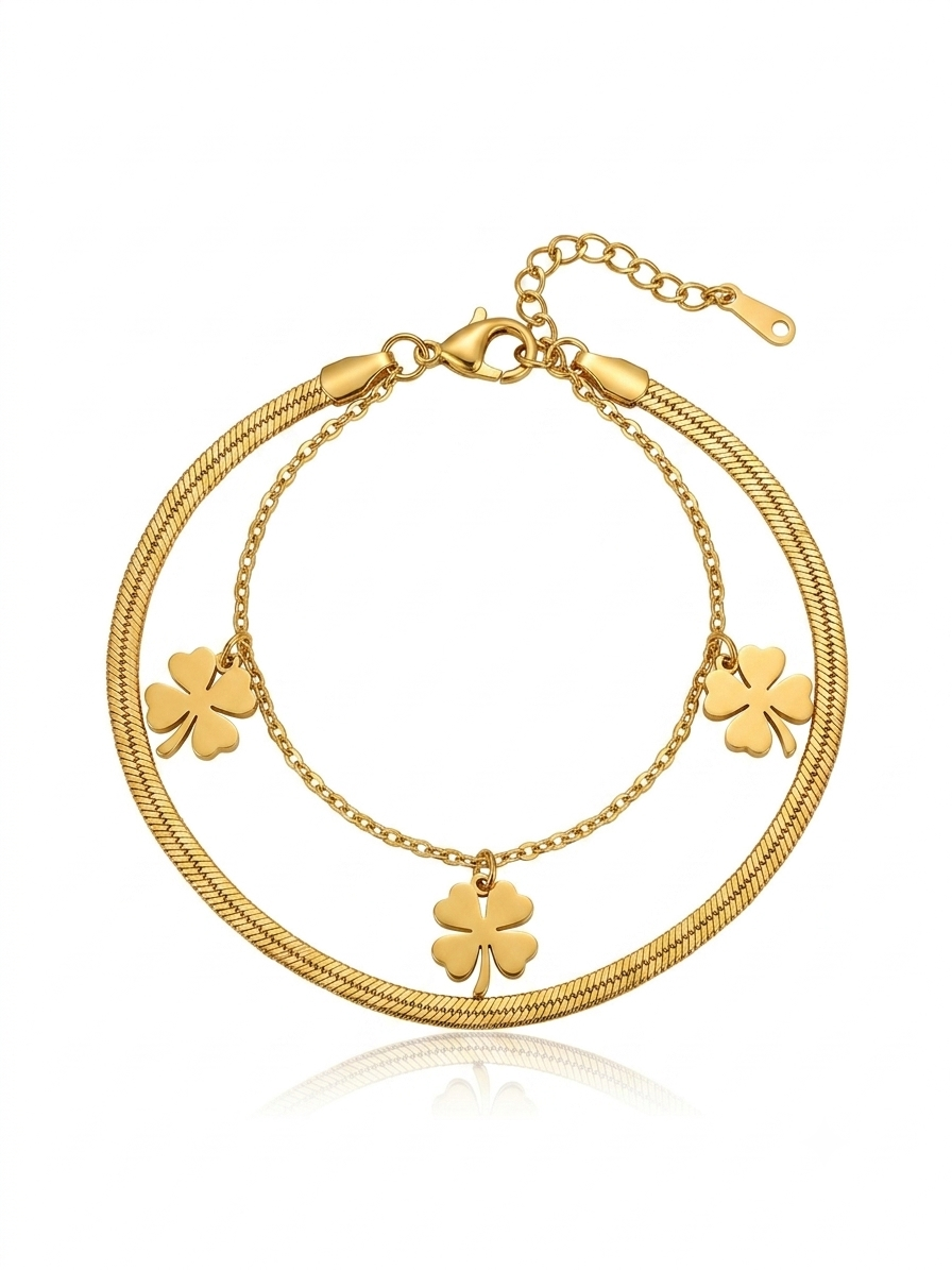 ✨Stainless steel Gold Layered snake clovie chain Bracelet✨