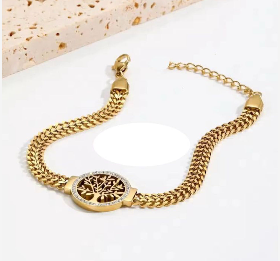 ✨Stainless Gold Diamanté Tree Chain Bracelet ✨