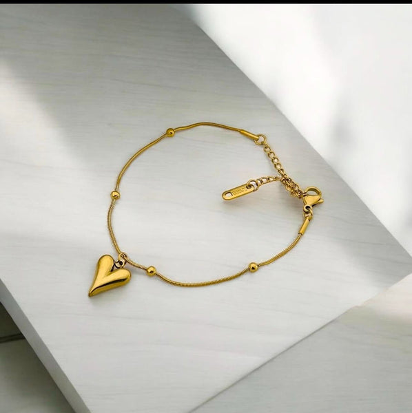 ✨Stainless Gold Heart Beaded Chain Bracelet ✨