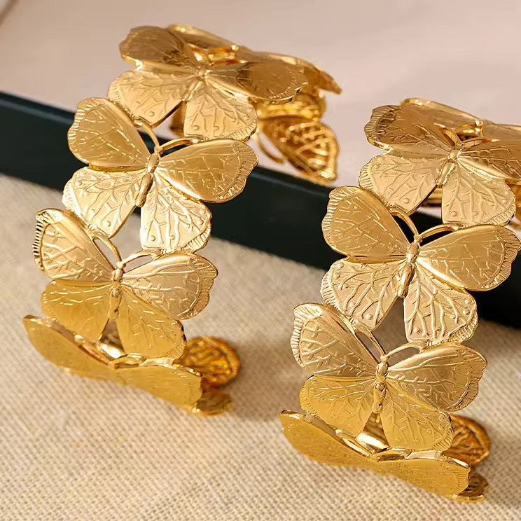✨ Exclusive Stainless steel Gold Chunky Adjustable Butterfly Cuff ✨
