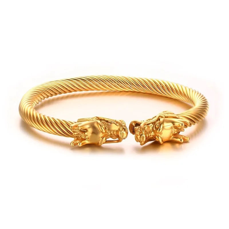 Dragon 18k Stainless Braided Handcuff Bracelet