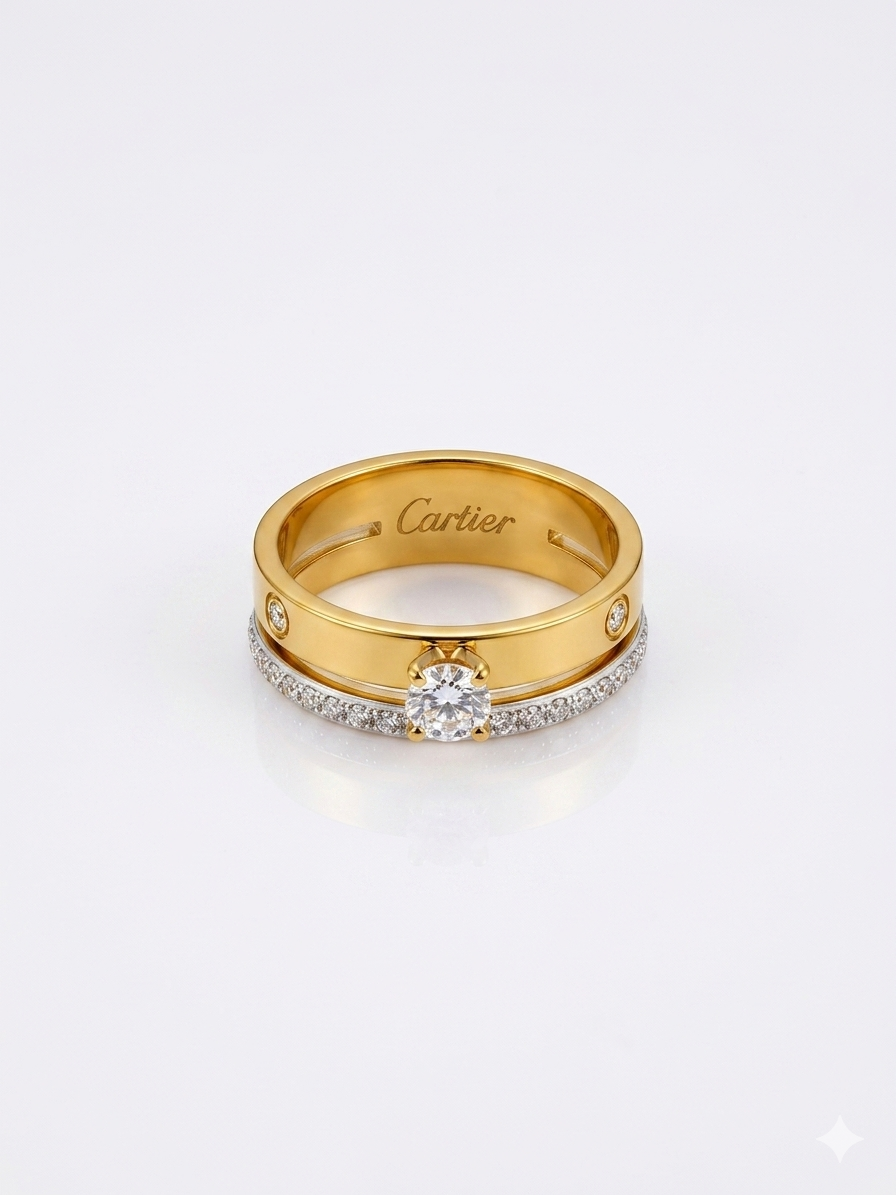 ✨Stainless steel Gold Carte Crystal Ring ✨