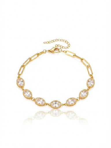 ✨Stainless steel Gold Zirconia studded 18k chain Bracelet ✨