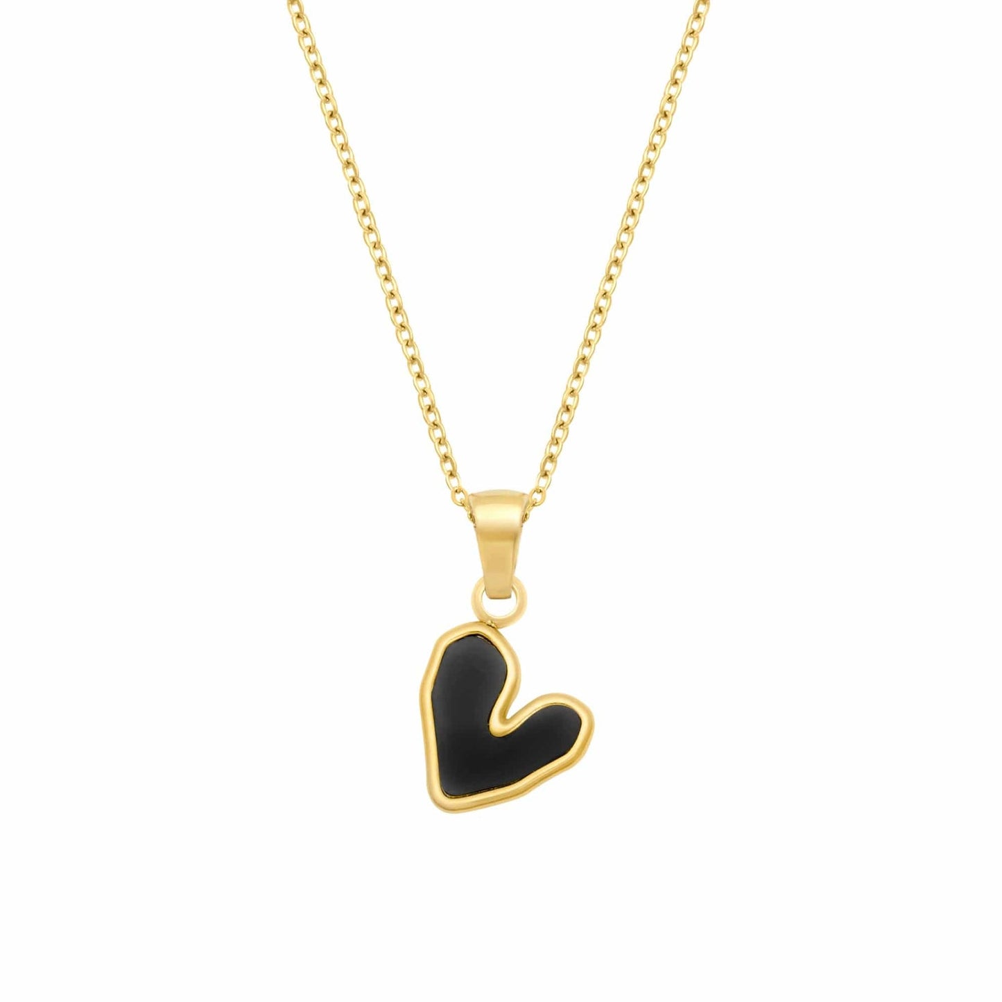 ✨Stainless steel Black Enamel Heart Pendant ✨