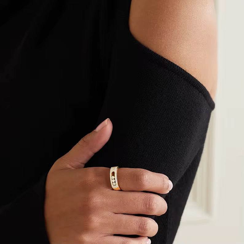 Stainless Steel Diamantés Adjustable Ring ✨